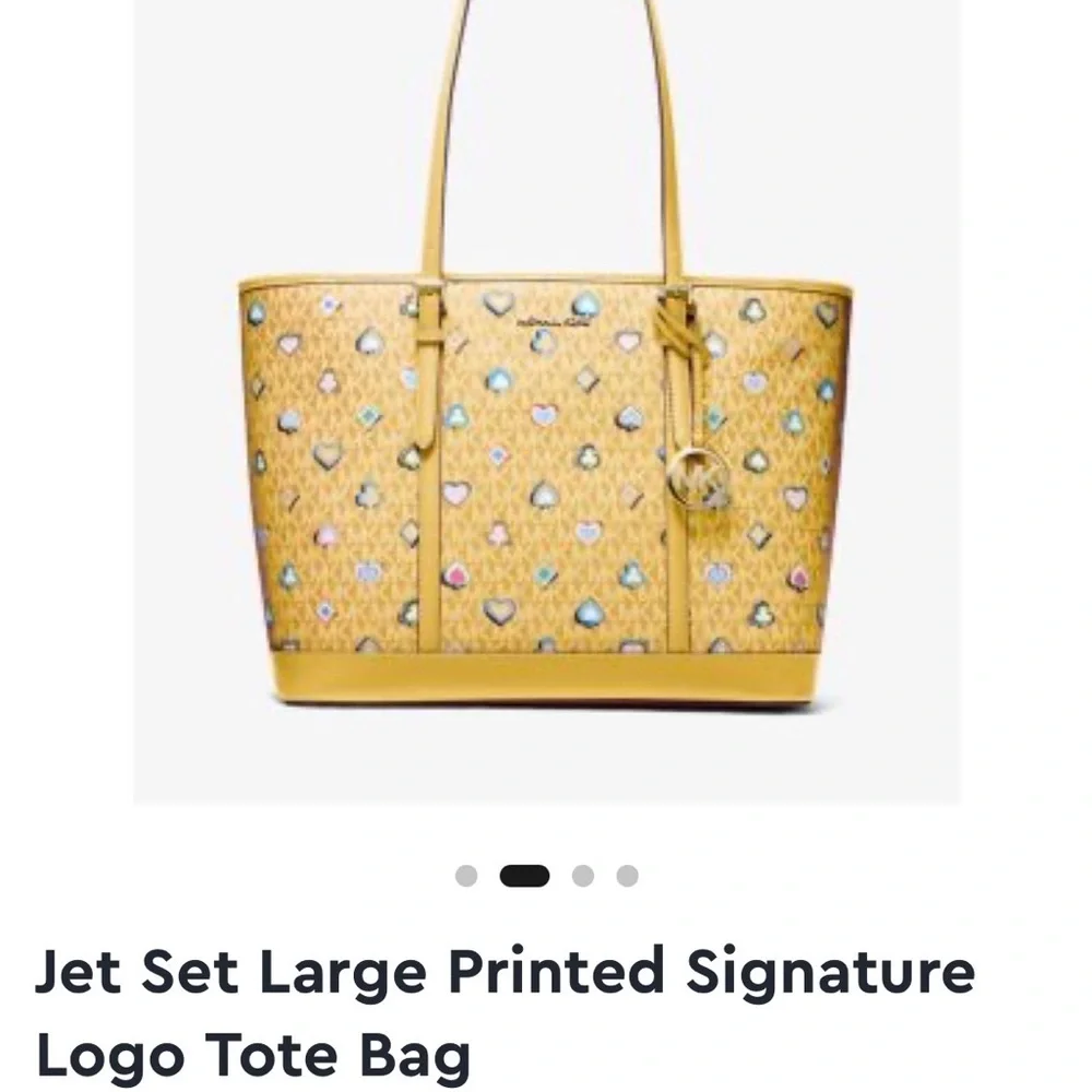 MICHAEL KORS BUNDLE Yellow Patterned Tote Bag/Wallet NWT - Picture 3 of 8